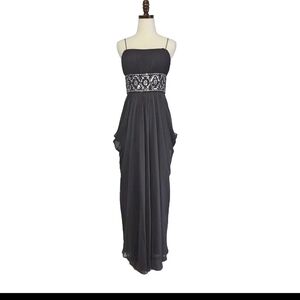 Hailey Adrianna Papell Black Formal Elegant Sexy Evening Prom Beaded Long Gown 6